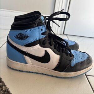 Jordan 1 Retro High OG Black and Blue Sneakers Kids Sz 6